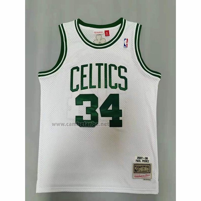 Camiseta Boston Celtics Paul Pierce #34 Mitchell & Ness 2007-08 Blanco